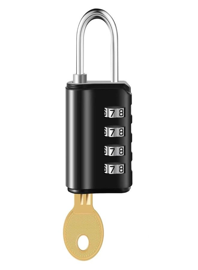 SOLDTRUE 4-Digit Combination Padlock with Backup Key | Heavy Duty Black Metal Security Lock | Resettable Code for Gym Locker, School, Travel, Gate & Storage Use (Black) - Image 1